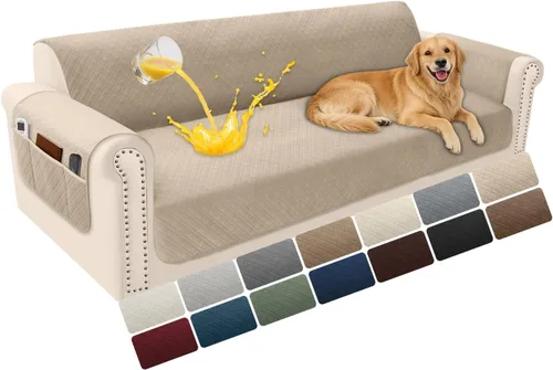Vista 108 de Fundas de terciopelo 100% impermeables para sofá biplaza, fundas lavables para sofá de 2 plazas, fundas de sofá aptas para mascotas, protector