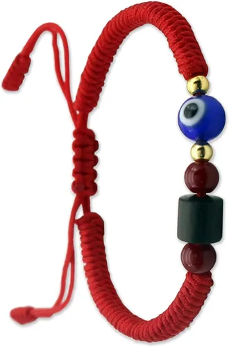 Vista 6 de Pulseras hechas a mano contra el mal de ojo, pulsera de cuerda roja ajustable con protección de la suerte de cábala, pulseras a juego para parejas