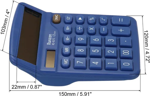 Vista 2 de PATIKIL Calculadora de escritorio, pantalla LCD grande de 12 dígitos, calculadora electrónica, batería solar, doble potencia, para escritorio