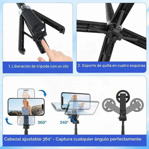 Vista 3 de Trípode magnético multifuncional 4 en 1 para selfie