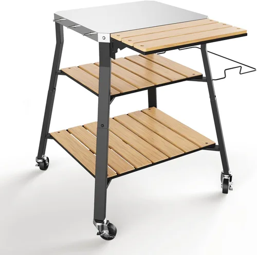 Vista 11 de Mesa de Parrilla Plegable para Interior Portátil Compatible con Parrilla de Madera al Aire Libre Ninja (Serie OG701 OG850 OG951), Espacio Grande