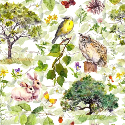 Vista 9 de Blooming Wall DPY25-5 - Papel tapiz autoadhesivo removible con diseño de animales en bosques verdes