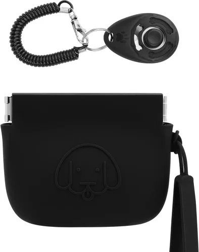 Vista 10 de WALLFID Bolsa de silicona para golosinas de perro, cierre automático, con clicker de entrenamiento para mascotas, bolsa para caminar para perros