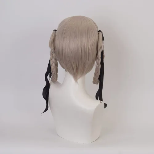 Vista 4 de Momobami Kirari - Peluca de cosplay Kakegurui, disfraz de anime con té de leche, pelucas cortas y trenzadas para mujer, fiesta familiar de Halloween