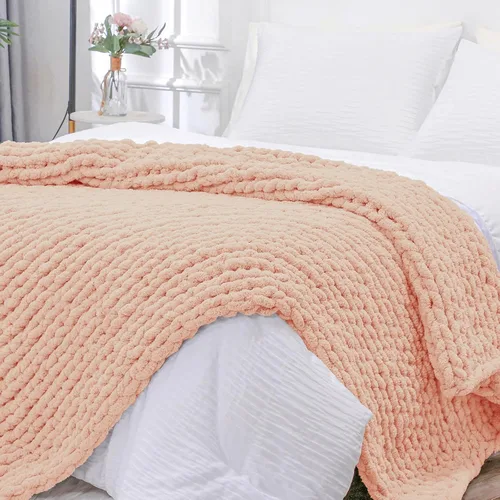 Vista 30 de Bigacogo - Cobija de punto grueso de 40 x 40 pulgadas, de felpilla, 100% tejida a mano, cobija pequeña de punto trenzado suave y grueso, con nudo