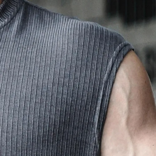 Vista 6 de Chalecos de yoga para hombre, chaleco sin mangas para hombre, cuello barco, acanalado, ganchillo, camisola sin mangas, chaleco de otoño y verano 2024