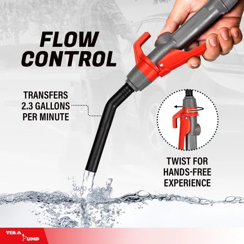 Vista 3 de TERA PUMP Bomba de transferencia portátil con batería de 2ª generación para gasolina, diésel, agua, anticongelante DEF