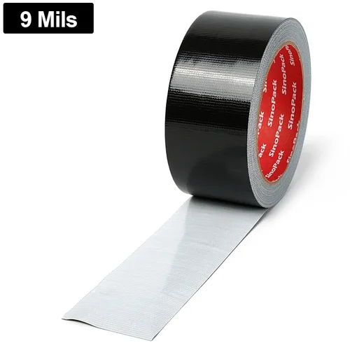 Vista 9 de Paquete de 12 cintas adhesivas negras resistentes al agua, sin residuos, longitud total, 240 yardas x 1.88 pulgadas x 9 mil, cinta adhesiva negra