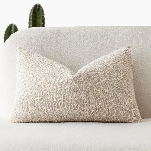Vista 75 de Foindtower Fundas de almohada decorativas con textura de boucle, fundas de almohada sólidas, neutrales, suaves y acogedoras para silla, sofá