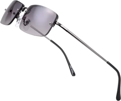 Vista 19 de The Fresh - Lentes de sol minimalistas pequeños rectangulares transparentes - Embalaje exquisito