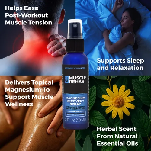 Vista 3 de Muscle Rehab 2oz Magnesium Spray - Pure Zechstein Oil & Arnica Recovery Rapidly absorbing Zechstein magnesium spray with Arnica for targeted