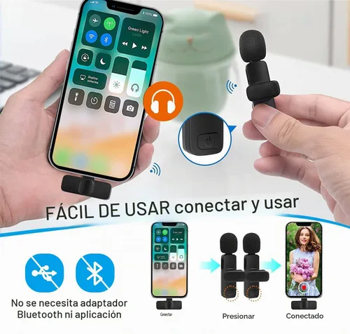 Vista 5 de MAYBESTA - Mini micrófono inalámbrico para iPhone, micrófono de solapa Lavalier para grabación de audio y video, micrófonos creadores de contenido