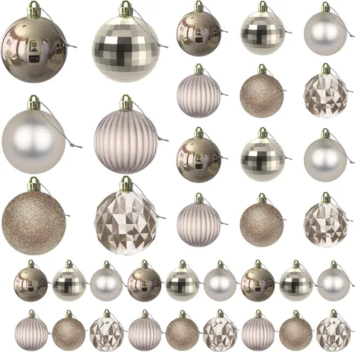 Vista 110 de Esferas pequeñas de Navidad de bronce y dorado de 1.6 pulgadas, adornos para decoración de árbol de Navidad, bolas colgantes inastillables