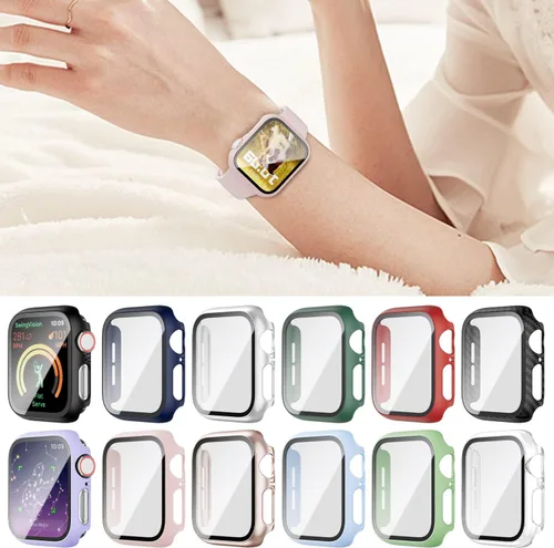 Vista 7 de Paquete de 12 fundas para Apple Watch de 38 mm Series 3/2/1 con protector de pantalla de vidrio templado, funda protectora HD para el iWatch