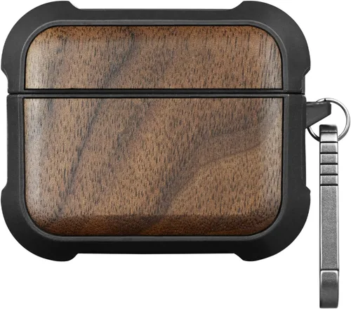 Vista 11 de Carveit - Funda de madera maciza para AirPods Pro 2, bandera estadounidense, color negro
