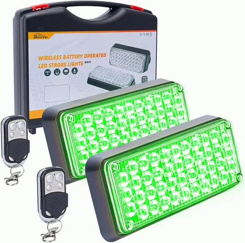 Vista 12 de Luz estroboscópica intermitente magnética ámbar/verde, controlador W, luces LED de seguridad recargables a pilas, barra de luz de advertencia de 2