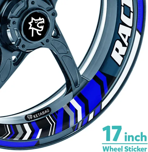 Vista 2 de KETABAO Paquete de calcomanías para llantas de rueda de 17 pulgadas compatibles con ZX10R ZX10RR ZX6R 636 Z900 Z1000 Z650 Ninja 400 18 19 azul
