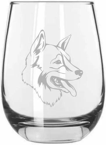 Vista 527 de Shar Pei (chino) - Vaso de vino sin tallo grabado para perro, 15.25 onzas