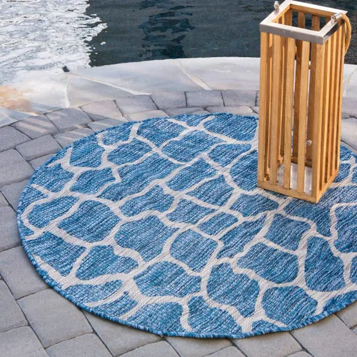 Vista 18 de Unique Loom Outdoor Safari Collection - Alfombra de área - Jirafa (2' x 6' 1" camino, azul/gris)