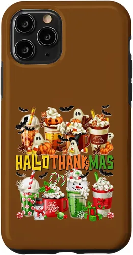 Vista 10 de Funda para taza de café de Navidad para iPhone 15 con diseño de calabaza y especias de Halloween