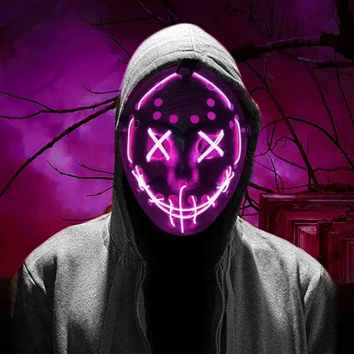 Vista 3 de Máscara de la Purga con luz LED Jason, máscara de miedo de Halloween para niños, adultos, hombres y mujeres, fiesta de festival de Halloween