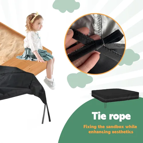 Vista 6 de Cubierta impermeable para caja de arena 600D con cordones, 48 x 48 x 8
