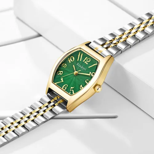 Vista 5 de Reloj en forma de barril para mujer con números arábigos fáciles de leer, reloj de vestir para mujer
