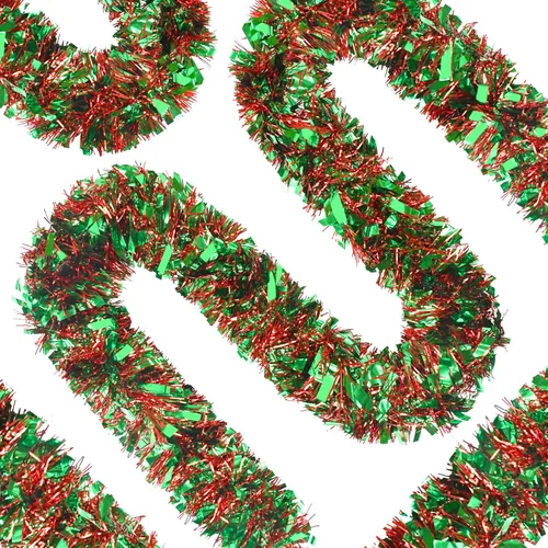 Vista 11 de Guirnalda de Oropel de Navidad de 70 Pies, Guirnalda de Oropel Metálico Retorcido con Purpurina, Decoraciones Colgantes para Árbol de Navidad
