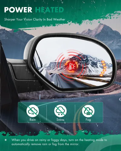 Vista 5 de SCITOO Espejo de visión lateral derecha para Chevy 2007-2013 para GMC Avalanche Silverado 1500 Suburban 1500 2500 señal de giro calentada manual