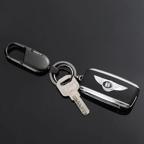 Vista 6 de Llaveros de coche, llaveros resistentes, accesorio para llaves de coche para hombres y mujeres, con elegante caja de metal Negro