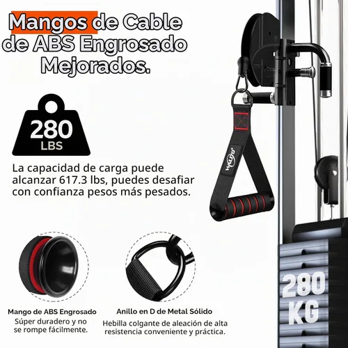 Vista 3 de Manijas de Ejercicio WALITO, Reemplazo de Accesorios de Cable para Equipo de Gimnasio en Casa, Sistema de Poleas, Pilates, Bandas de Resistencia