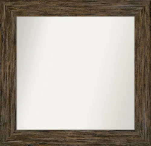 Vista 110 de Amanti Art Espejo personalizado, espejo de baño marrón Fencepost, espejo de pared o espejo de tocador de baño sobre el fregadero (27 x 27 pulgadas)