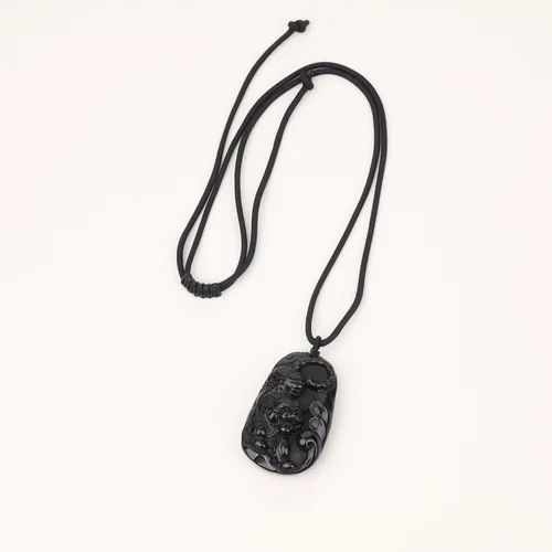 Vista 5 de COAI Collar de piedra de obsidiana negra tigre para hombre
