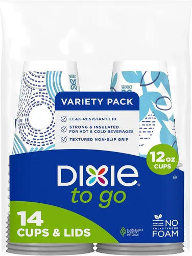 Vista 11 de Dixie To Go Vasos de papel desechables con tapa resistente a fugas, 12 onzas, 60