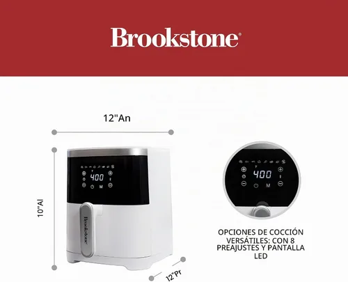 Vista 4 de Brookstone Freidora de aire de 4.5 cuartos de galón, 1300W, pantalla LED, 8