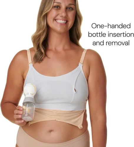 Vista 4 de Basics by Bravado Brasier de bombeo manos libres, cómodo, clip and go, accesorio de brasier de lactancia, XS-XXL