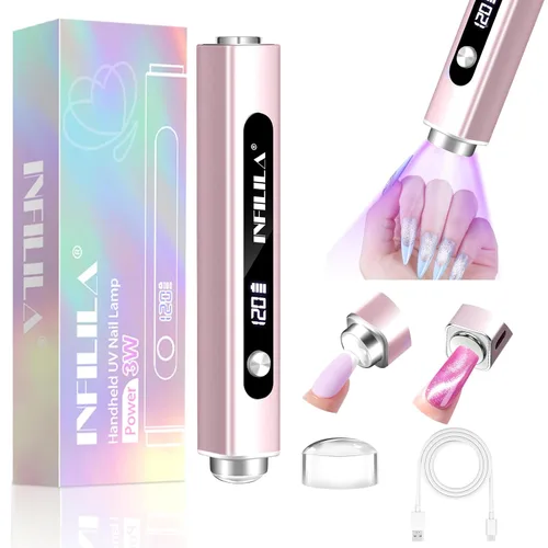 Vista 13 de NXJ INFILILA Luz UV de mano para uñas de gel, lámpara de uñas de curación Plateado