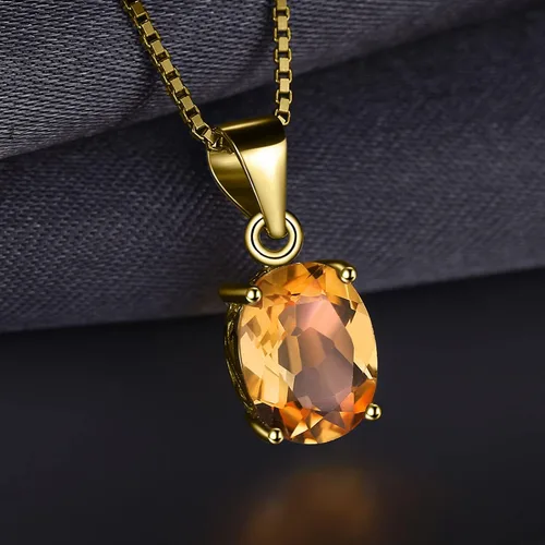 Vista 3 de JewelryPalace Juego de collar con colgante solitario de piedra preciosa natural, granate, peridoto amatista, citrino, topacio azul, piedra natal