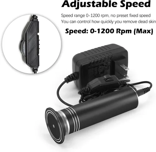 Vista 3 de Removedor de callos eléctrico mejorado para pies, 1200 RPM, velocidad ajustable, lijadora eléctrica profesional de pies, amoladora de pies, lima
