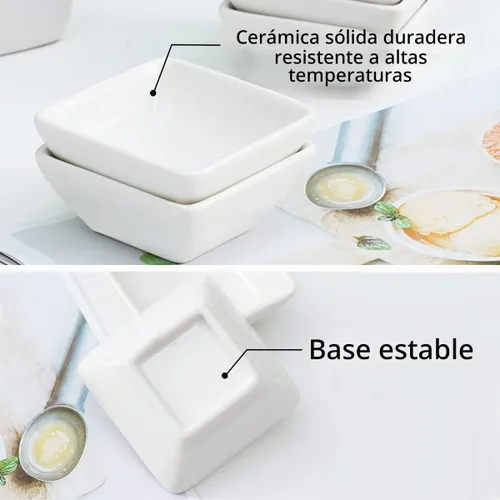 Vista 6 de Juego de 6 cuencos de cerámica ultra fuertes de 3 onzas, mini tazón de plato de salsa de soja, servidor de condimentos, se puede utilizar para salsa