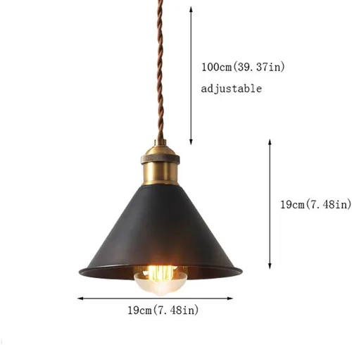 Vista 3 de Industrial Vintage Black Pendant Light - Adjustable E27 Retro Chandelier for Bar, Café, Restaurant, Bedroom, Office(B)