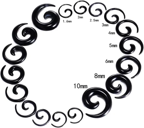 Vista 2 de NewZenro Acrílico espiral caracol, dilatadores, dilatadores, dilatadores, aretes de torsión, piercings corporales, joyería blanca y negra, juego