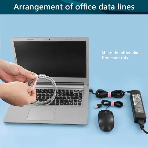Vista 5 de YOVXLO 50 piezas bridas reutilizables de 6 pulgadas, lazos de sujeción ajustables, paño de microfibra para gestión de cables de conexión de Rosa