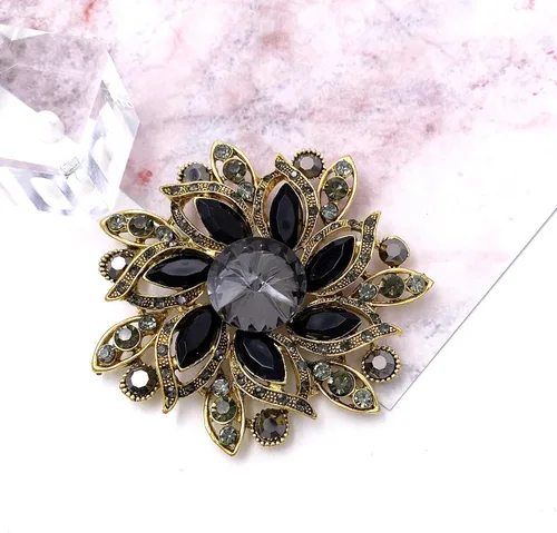Vista 2 de LAXPICOL Broche de flores elegantes de cristal austriaco vintage para mujer