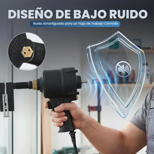 Vista 5 de NEWTRY Perforadora neumática de 0.197 in perforadora de orificio de aire industrial, herramienta de brida perforadora de mano de metal profundo