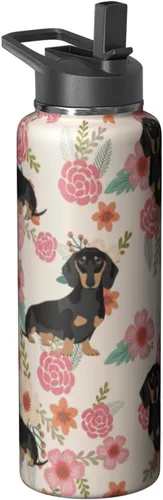 Vista 18 de Dachshund - Vaso de viaje aislado de acero inoxidable de 20 onzas con asa y pajilla, regalo para mujer, para el Día de la Madre, a prueba de fugas