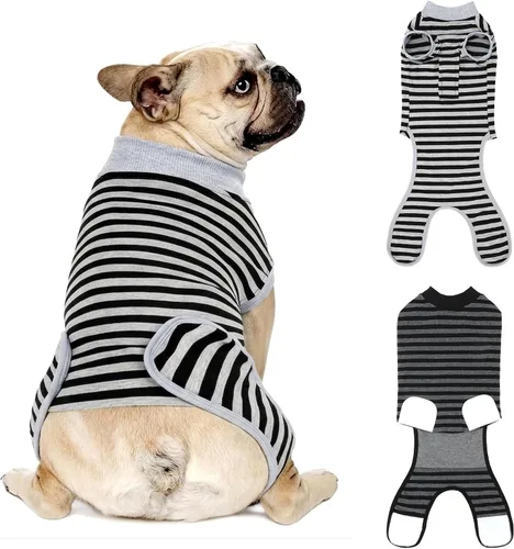 Vista 33 de Paquete de 2 unidades de algodón transpirable para perros de recuperación para después de esterilizar heridas abdominales, protectores profesionales