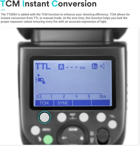 Vista 2 de Godox TT685II TT685II-S Flash para Sony, 2.4G TTL Flash externo Speedlite HSS 1/8000s GN60, bloqueo de liberación rápida, conversión instantánea TCM