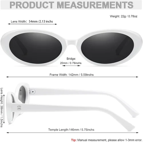 Vista 4 de Verfimaci Gafas de sol ovaladas retro para mujer, gafas de ojo de gato a la moda