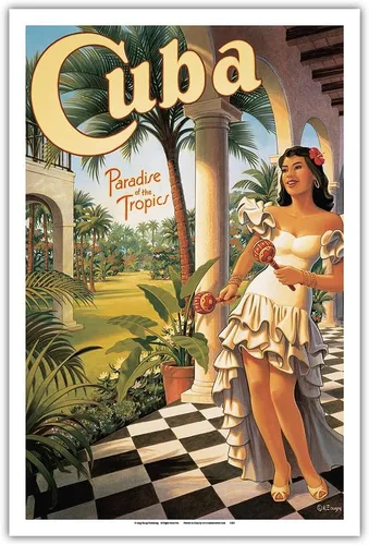 Vista 11 de Cuba - Paradise of the Tropics - Póster de viaje vintage por Kerne Erickson - Impresión artística maestra (sin marco) 6 x 9 pulgadas